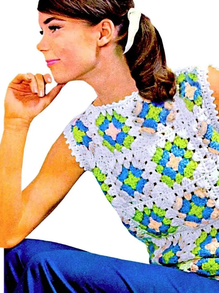 Crochet top Granny square , crochet top pattern, women top, easy top crochet