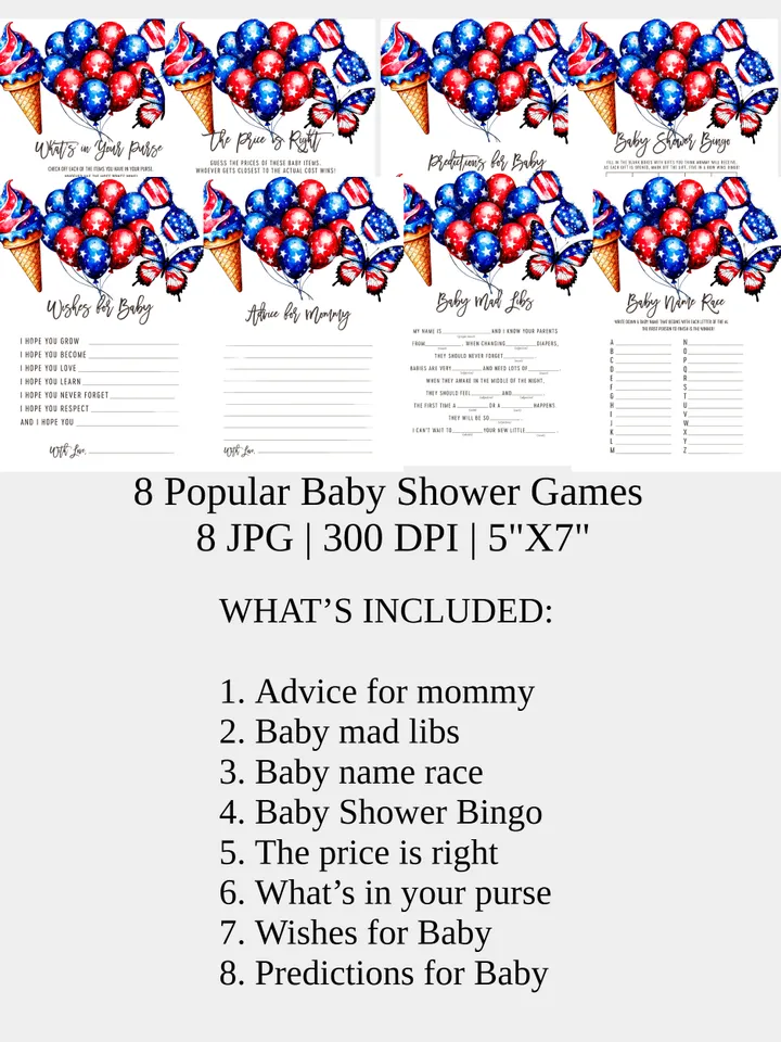 Patriotic Baby Shower Games Set