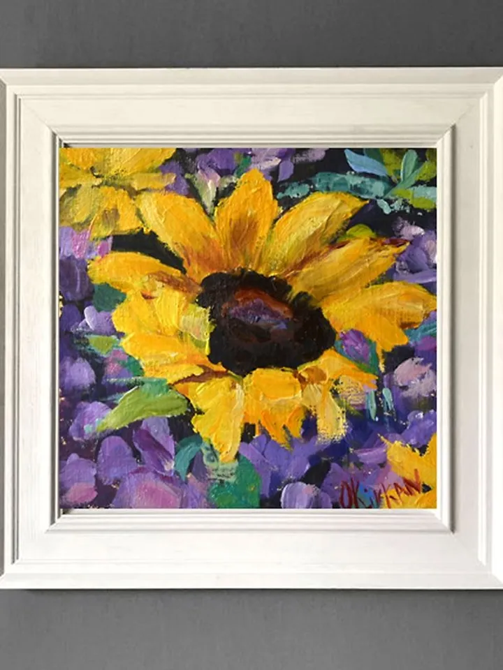 Sunflower Painting Original Floral Art Sunflower Yellow Artwork