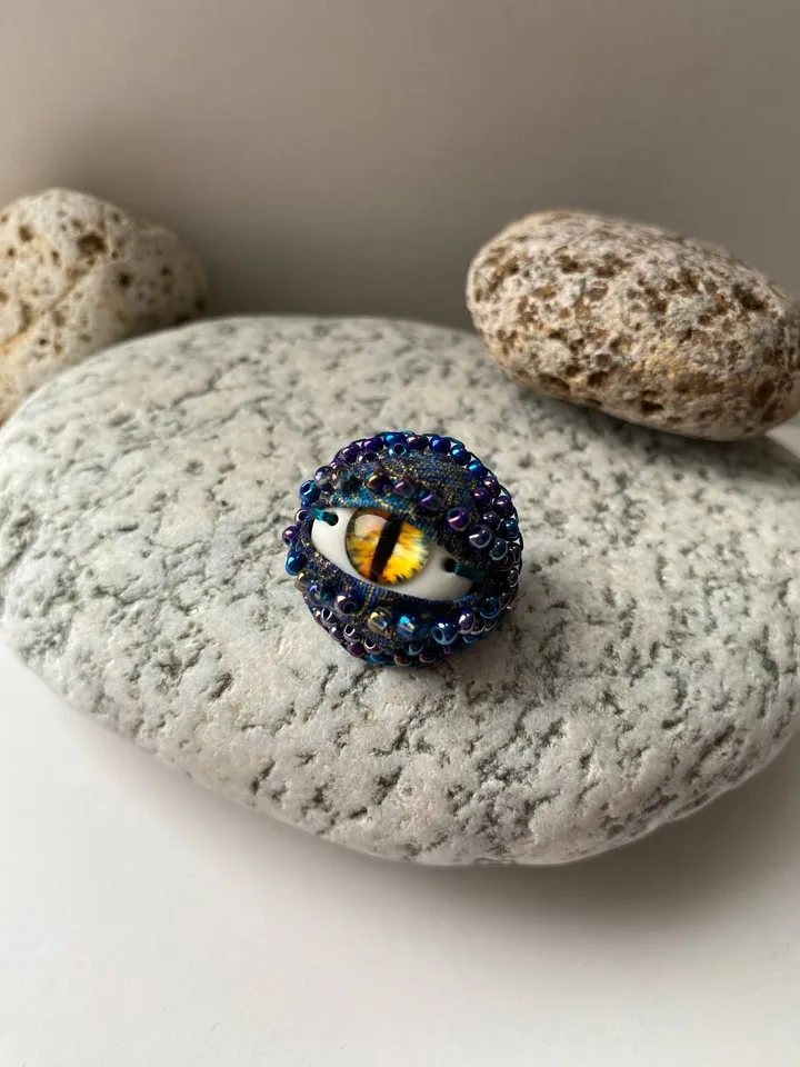 Gothic Yellow Eye Dragon Brooch, Yellow Eye Brooch