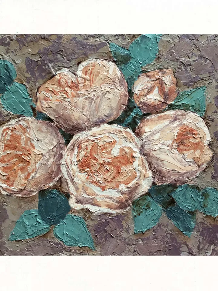 "Roses" oil small impasto painting flower stilllife original wall art picture artwork floral