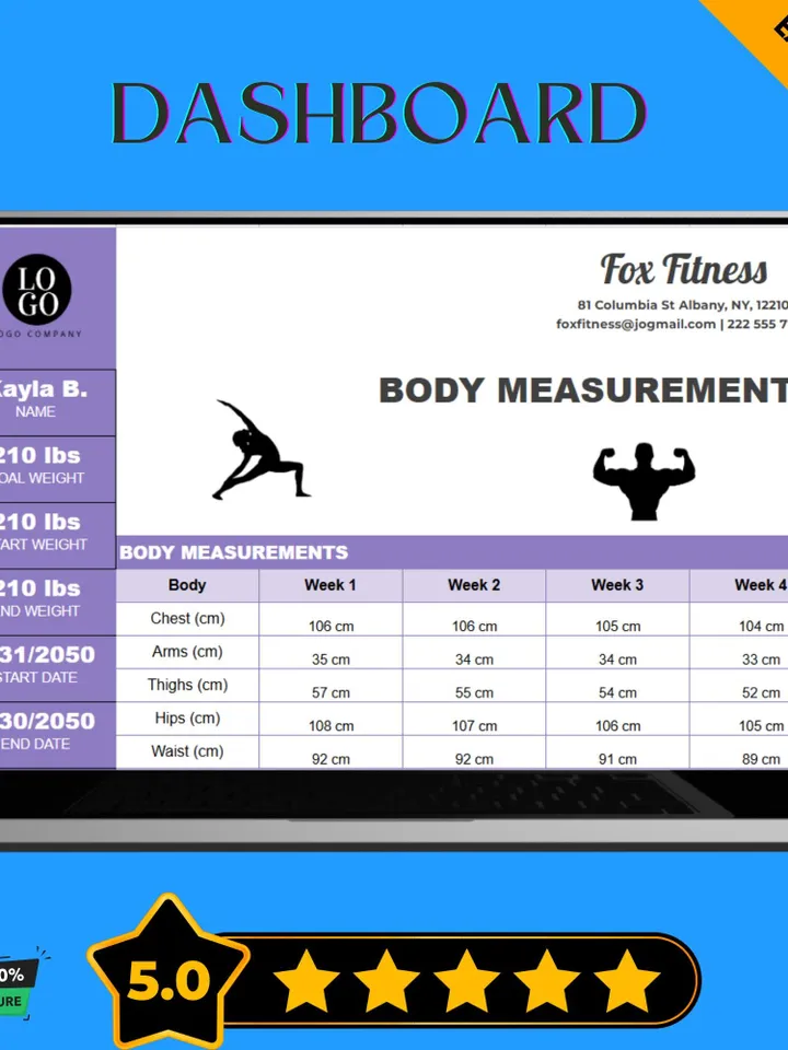 Body Measurement Tracker Template, Editable Google Sheets Digital Download, Fitness Progress Tracker, Easy-to-Use Workout Planner