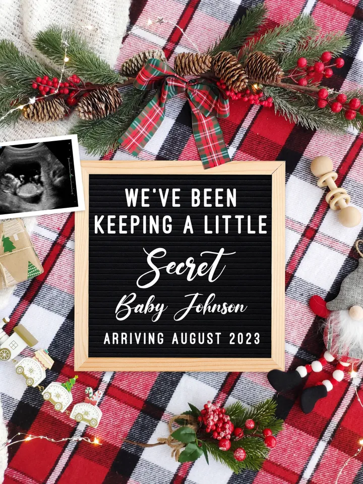 Christmas Pregnancy Announcement Digital, Winter Baby Announcement for Social Media, Editable Template