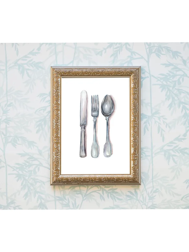 Kitchen Wall Art, Kitchen Art Print, Fork And Spoon ,Kitchen Poster Print, Art For Kitchen, Cooking Art, Kitchen Vintage, Restaurant Poster
