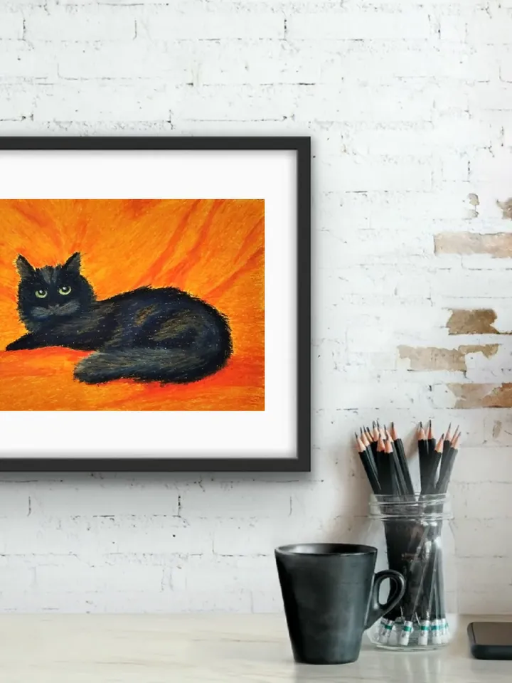 Cat Painting in pastel on paper