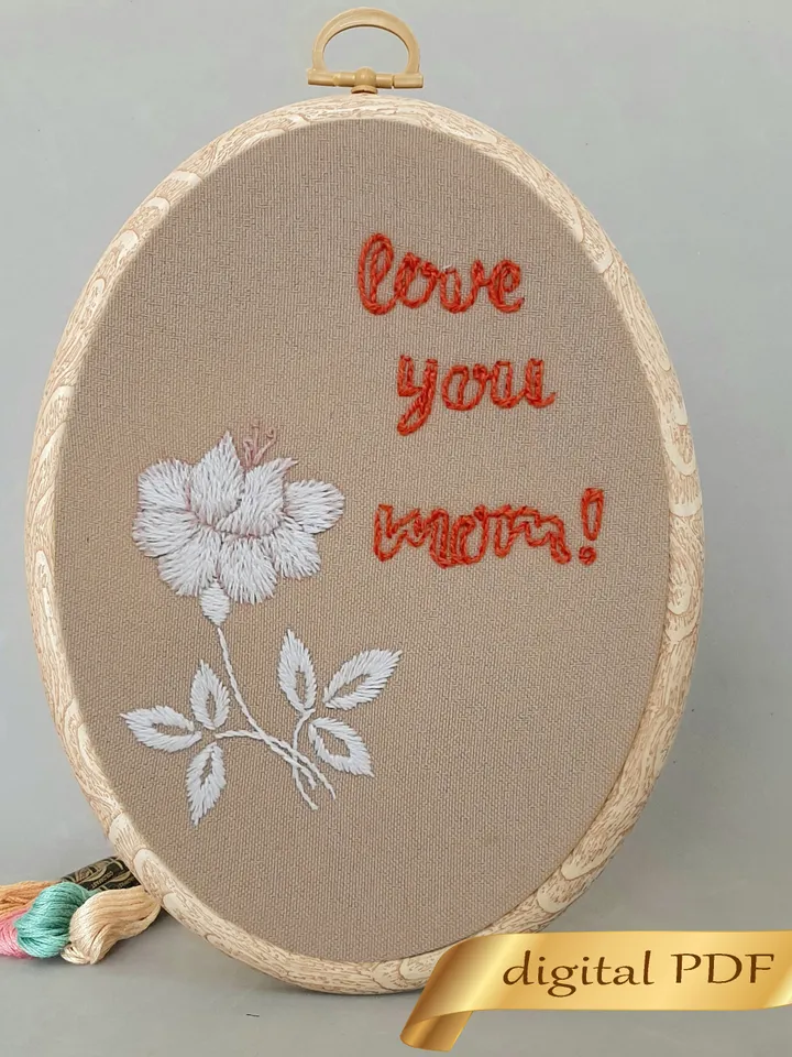 Flower for mom pattern pdf embroidery, Easy embroidery DIY