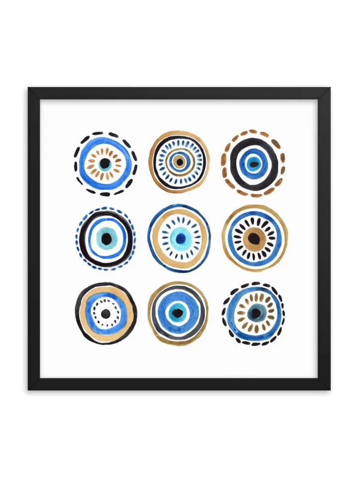 Evil Eye Print, Blue Evil Eye Nazar Poster, Evil Eye Wall Decor, Abstract Eye Drawing, Boho Eye Art Print, Turkish Evil Eye Art Poster,