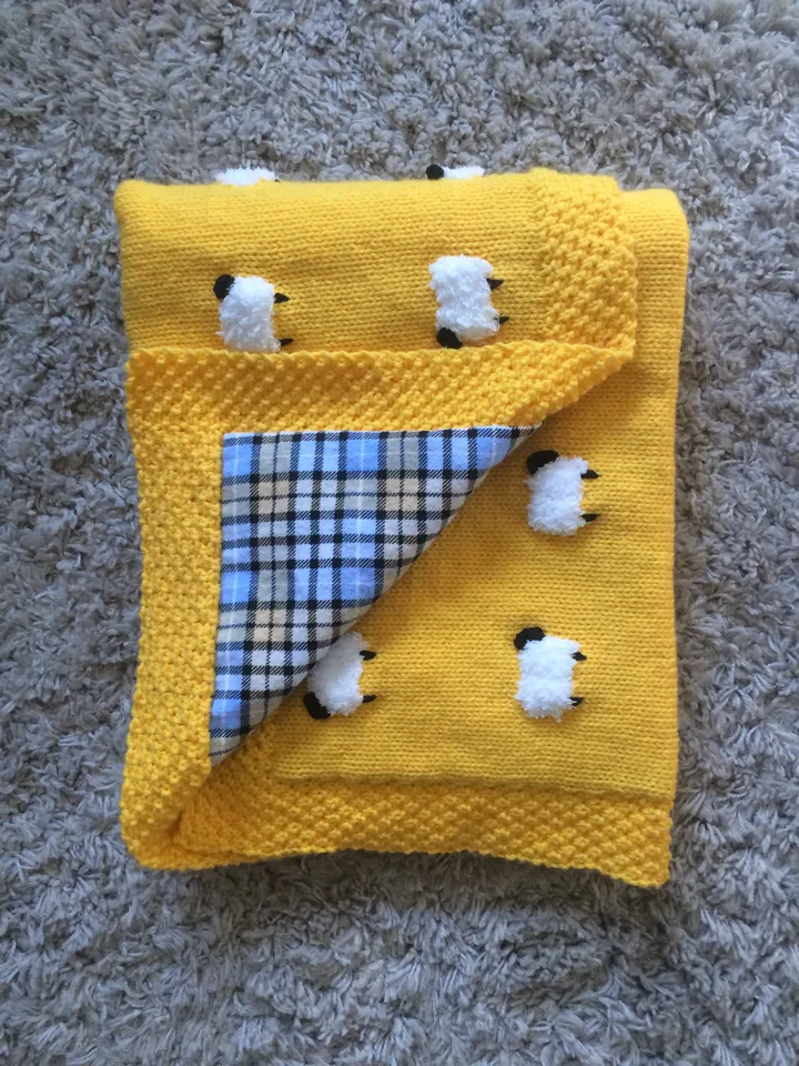 Knit PATTERN - Fuzzy Sheep Baby Blanket