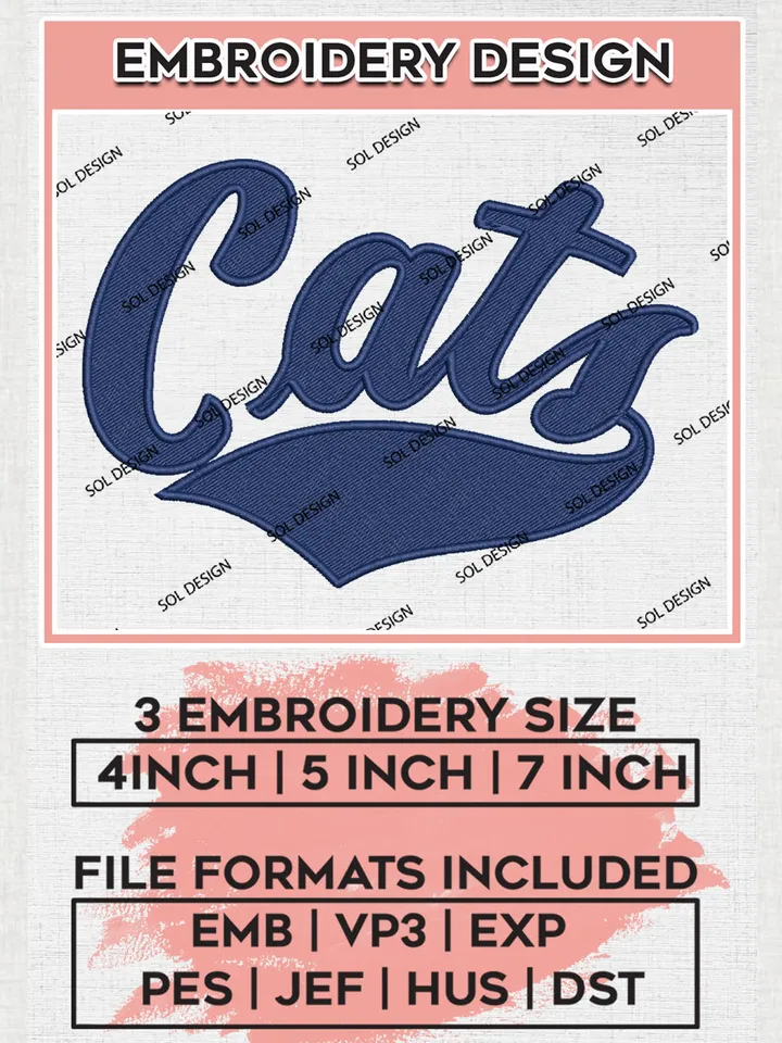 NCAA Bobcats Team Word Logo Embroidery Design Files, NCAA Montana State Bobcats Machine Embroidery, NCAA Teams, 3 sizes, NCAA Machine embroidery designs, Digital Download