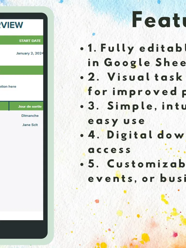 Editable Gantt Chart Template, Google Sheets, Digital Download for Project Managers, Easy-to-Use Timeline Tool for Small Business Planners