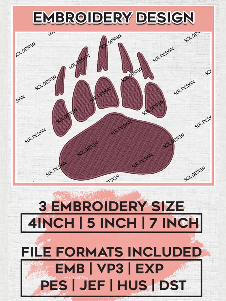 NCAA Montana Grizzlies Team Footprint Logo Embroidery Design Files, NCAA Montana Grizzlies Machine Embroidery, NCAA Teams, 3 sizes, NCAA Machine embroidery designs, Digital Download