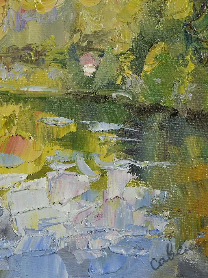 Nature Lake Painting Spring Landscape Original Artwork Impressionism Plein Air