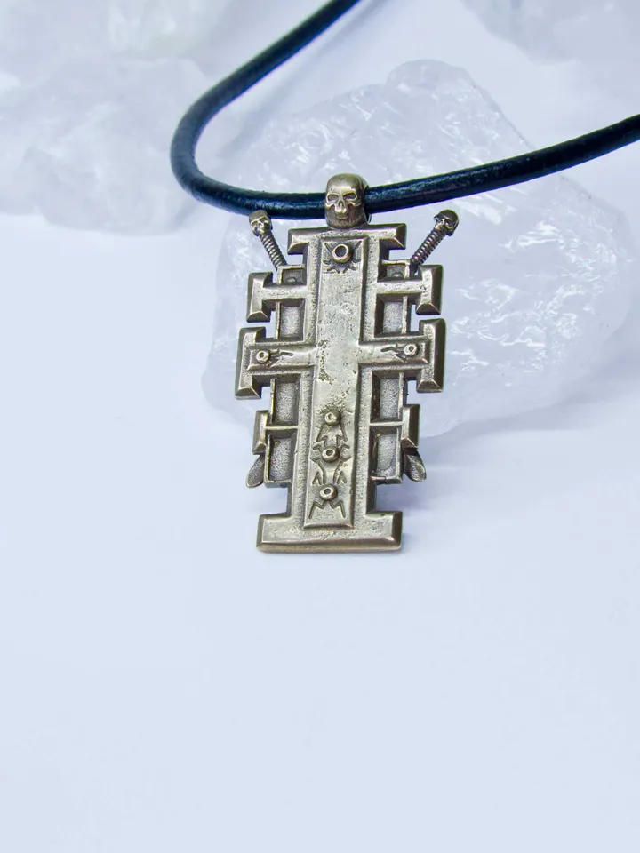 Solid Brass Ordo Xenos Insignia with Skull and Crossed Swords
