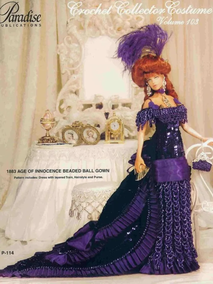 Barbie Dress Crochet Pattern Vintage for Dolls 11-1/2" Digital Download PDF