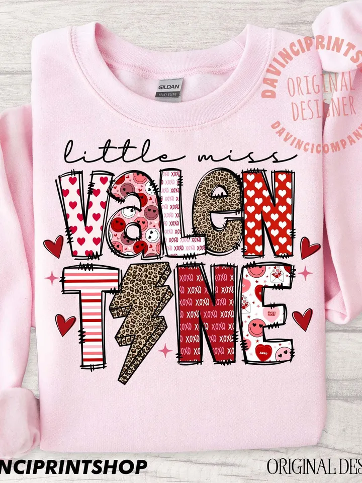 Little Miss valentine png, Happy valentine's png, Valentine's Day png, Love png, Pink Loved Baby girl shirt Daughter clipart files download