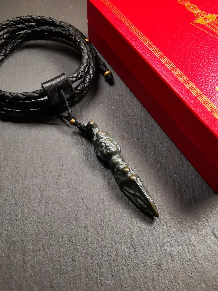 Gandhanra Vintage Thokcha Phurba Amulet,Mahakala Kila,Kilaka Pendant Necklace,Made by Famous Pugong Monastery,2.12 inches