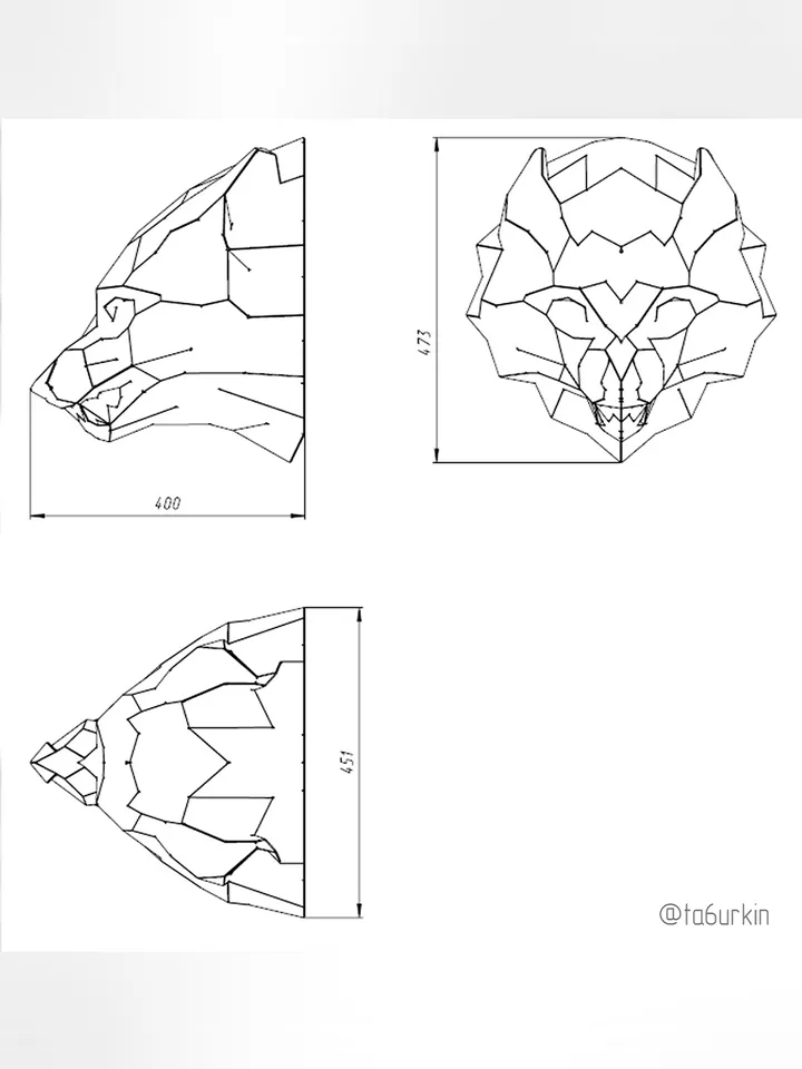 Welding Project Plans Drawings Wolf Head (DXF, PDF)