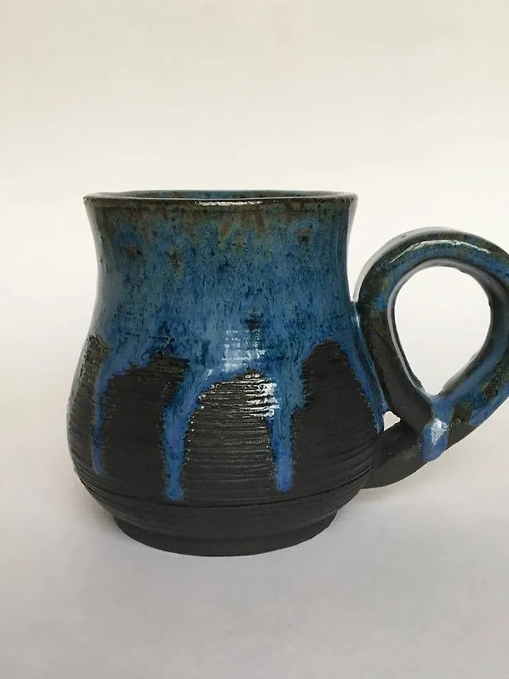 Vegvisir black and blue stoneware mug