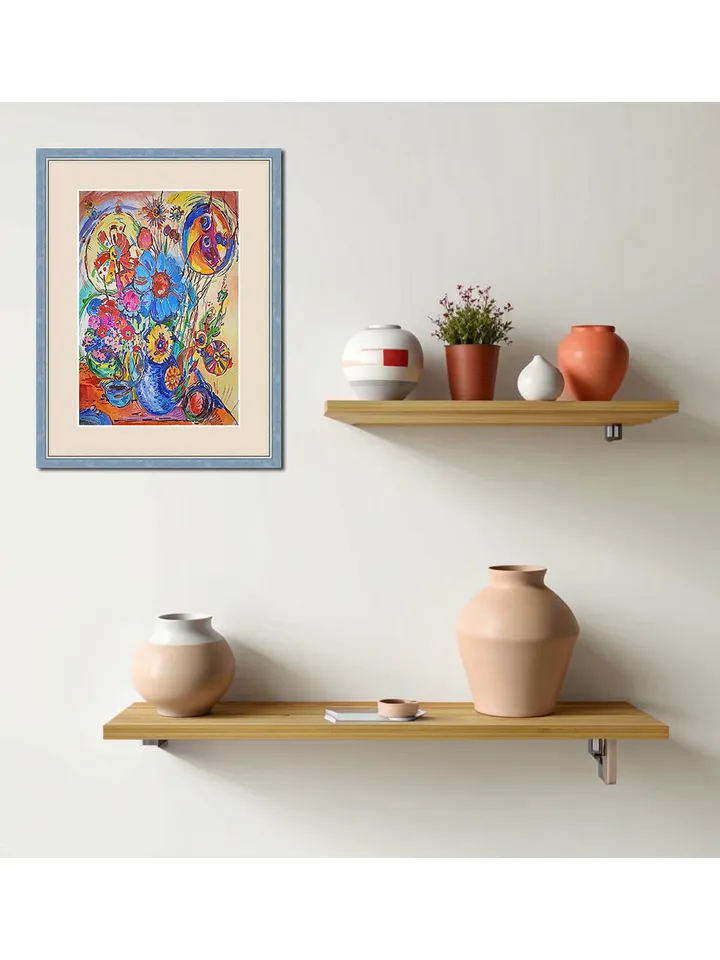 Kandinsky Flowers Style Original Art Abstract Painting Floral Wall Art Still Life Artwork 16 by 11 Above Sofa Art by TatianaArtShop