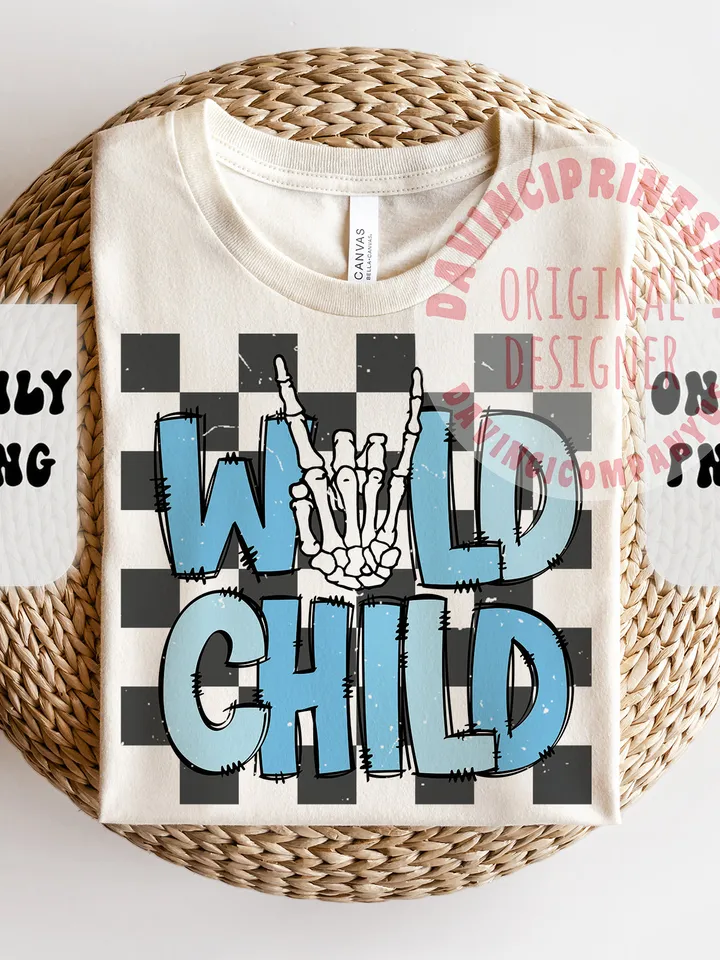 Wild Child Checkered Sublimation File, Toddler Png Design, Shirt for Kids, Retro Design Sublimation, Kids Sublimation, Boy sublimation, png