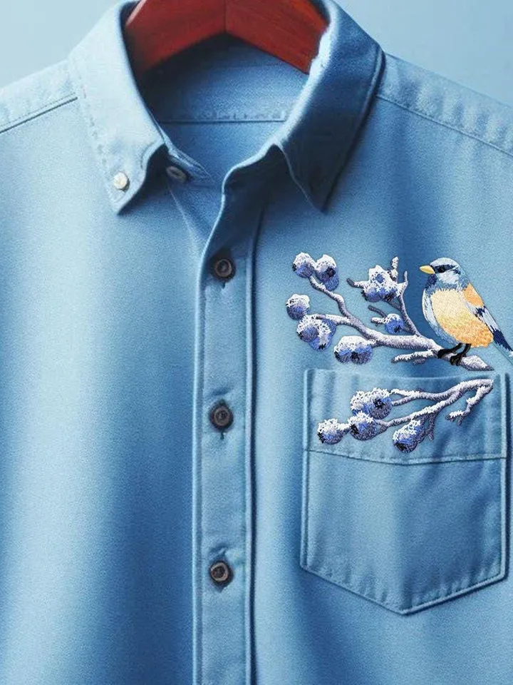 Machine embroidery design &quot;Titmouse and blueberry&quot;