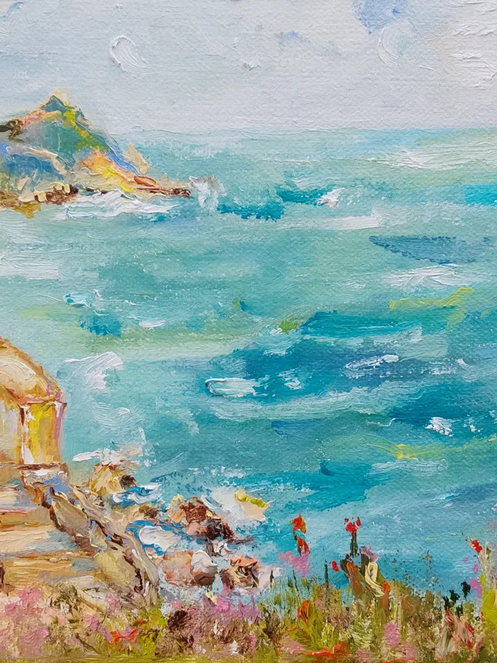 Oil painting on canvas 30x24cm (12x9.6 inches) "Stairway to the Sea"