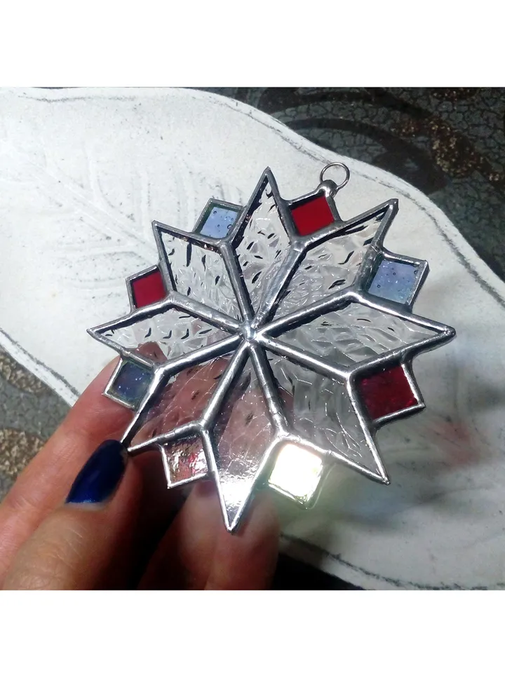 Christmas decorations, snowflake suncatcher, christmas tree star, new year tree toy, hygge christmas