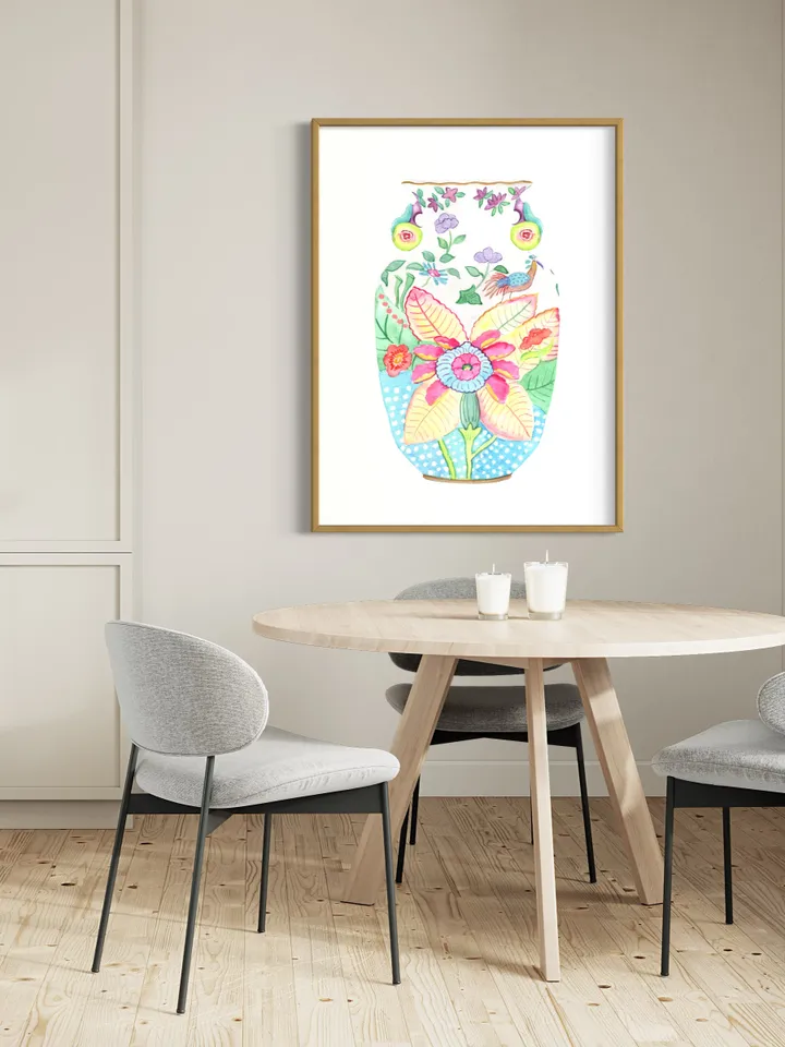Chinoiserie Vase Art Watercolor Painting Chinoiserie Chic Asian Art Print Ginger Jar Art Vintage Chinoiserie Wall Art Print Floral Decor Art