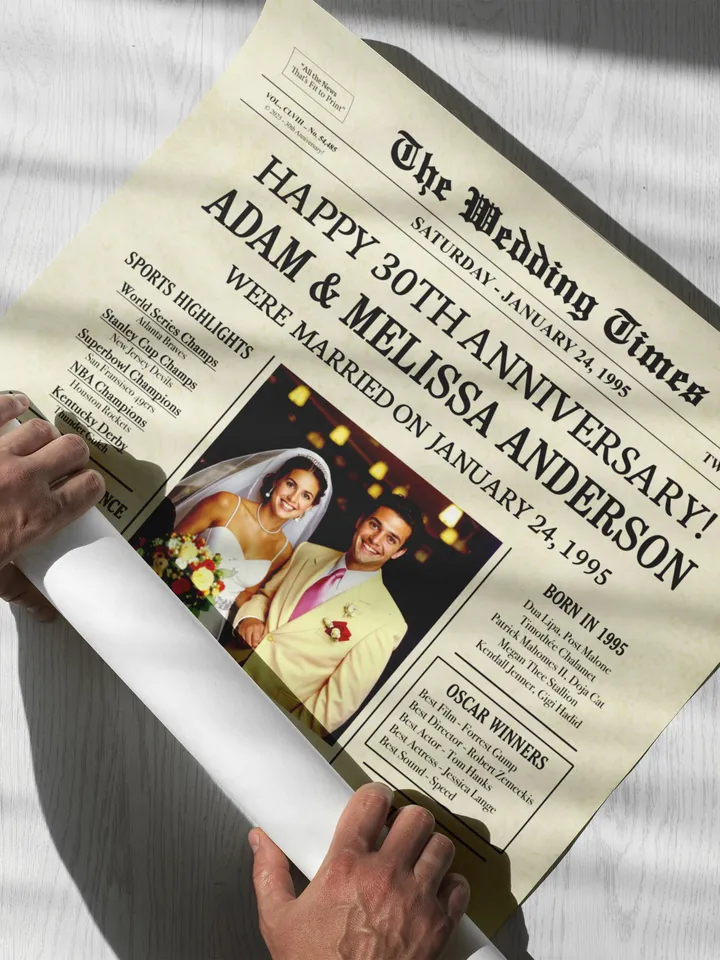 30th anniversary gift for parents, 30th anniversary gift for husband, 30th wedding anniversary gift for couple, 1995 wedding anniversary
