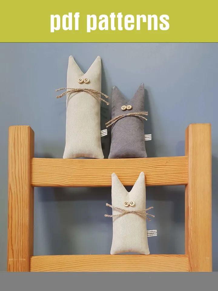 Cats sewing patterns pdf (2 size), set of 2 digital tutorials, rag dolls diy
