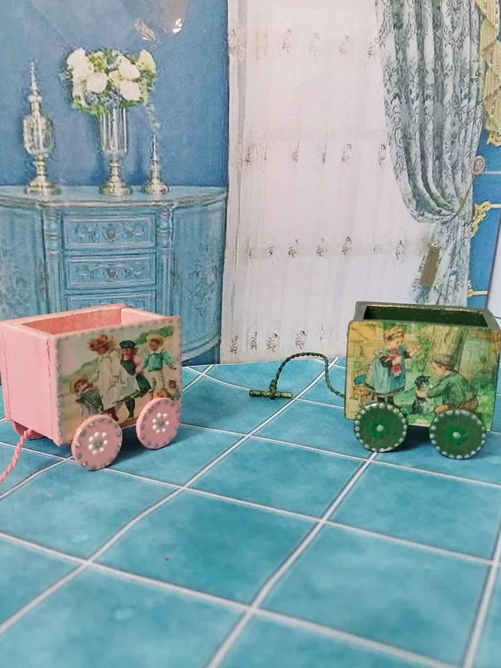 Trolley for dollhouse. Doll toy .1:12 scale.