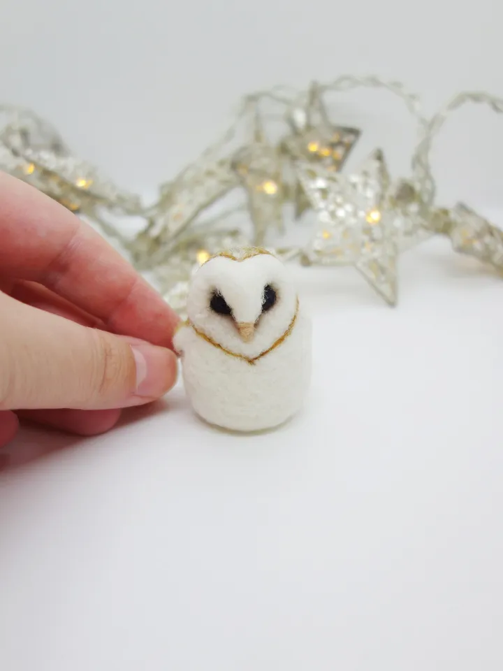 Miniature needle felted barn owl, baby owl, made to order