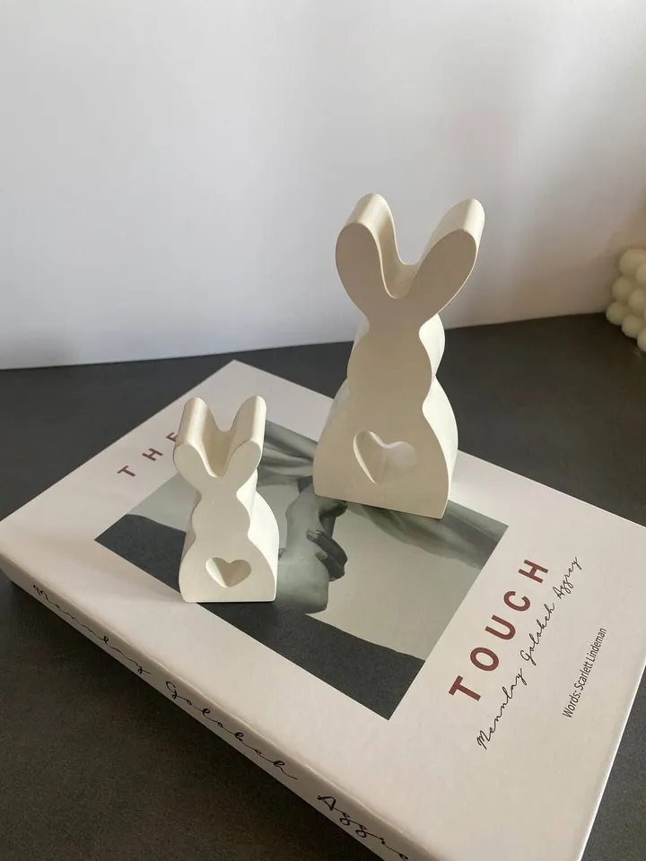 Plaster figures of rabbits