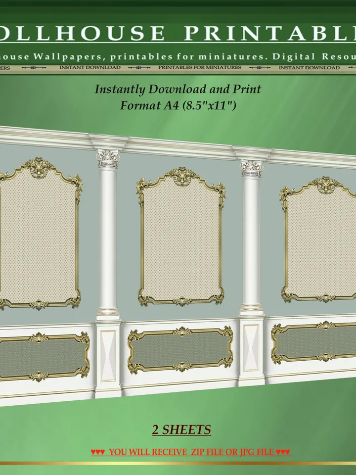 Wallpapers- Set 17-v5 | Printables for Dollhouses and Unique Miniature Projects | Digital Downloads | in Scale 1/12th