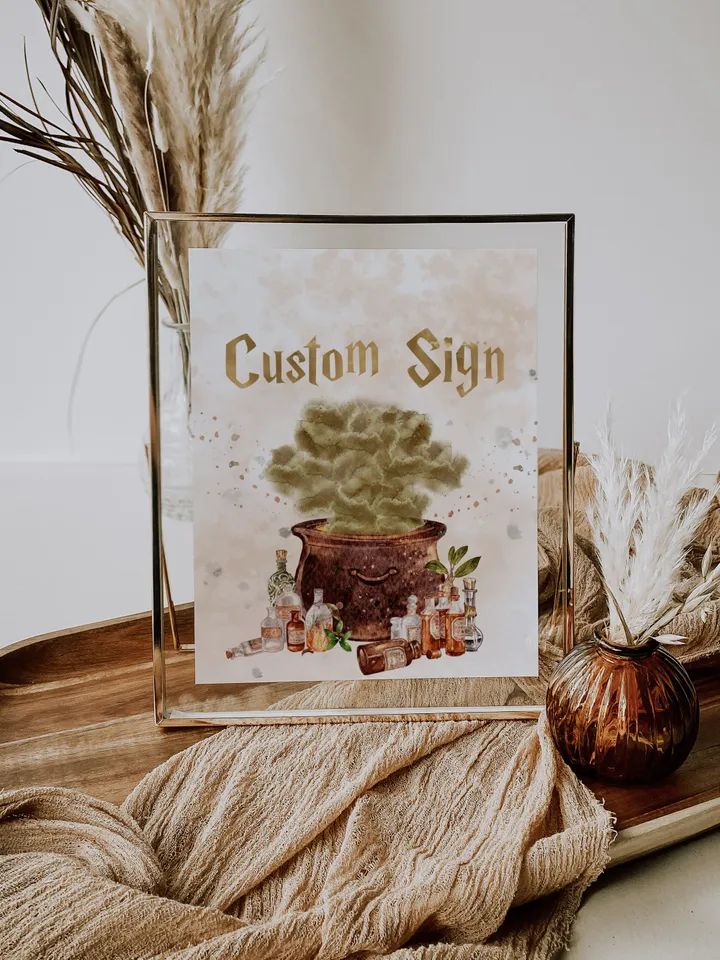 Custom Sign;Wizard Birthday Party; Magic School 1st Birthday; Editable Wizarding World Custom Sign; Magical Party Decoration; W7