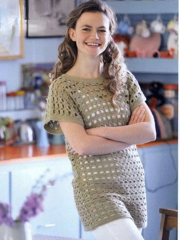 Tunic crochet pattern, mesh tunic pattern, summer dress crochet pattern, beach tunic dress pattern