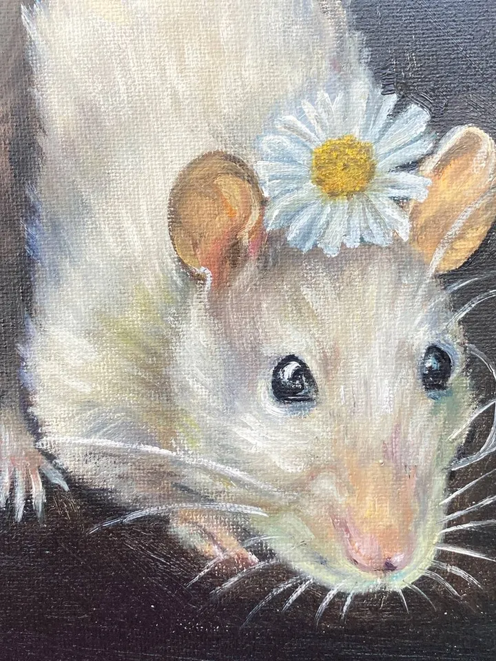 Rat Painting On Canvas Mouse Art Animal Painting Original Oil Painting Canvas Art Victorian Goth Art Antique Wall Art Moody Oil Painting