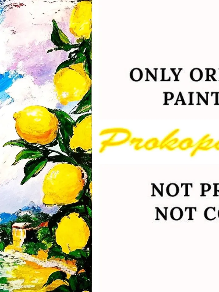 Lemon Tree Painting Courtyard Original Art Impasto Oil Painting Italian Landscape mall Art Unique Original Oil Painting Modern Art 7x5