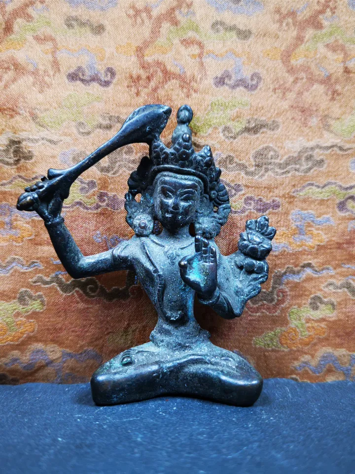 Gandhanra Acient Tibetan Buddhist Statue,Terma,Manjusri,Wisdom Buddha,60 Years Old