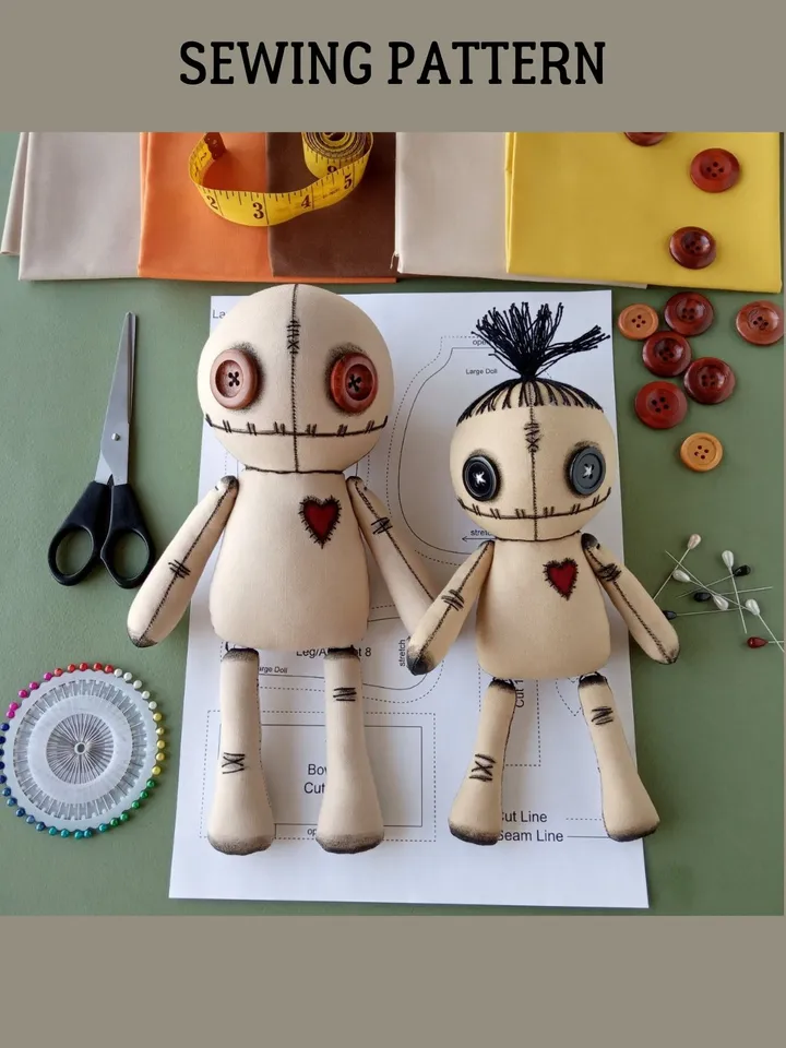 Doll With Button Eyes Pattern PDF (2 sizes)