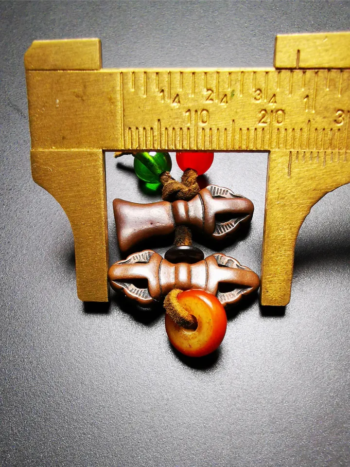 Gandhanra Antique Tibetan Amulet,Mini Vajra and Bell Bead Counters for Mala Bracelet,Prayer Bead,Made of Red Copper