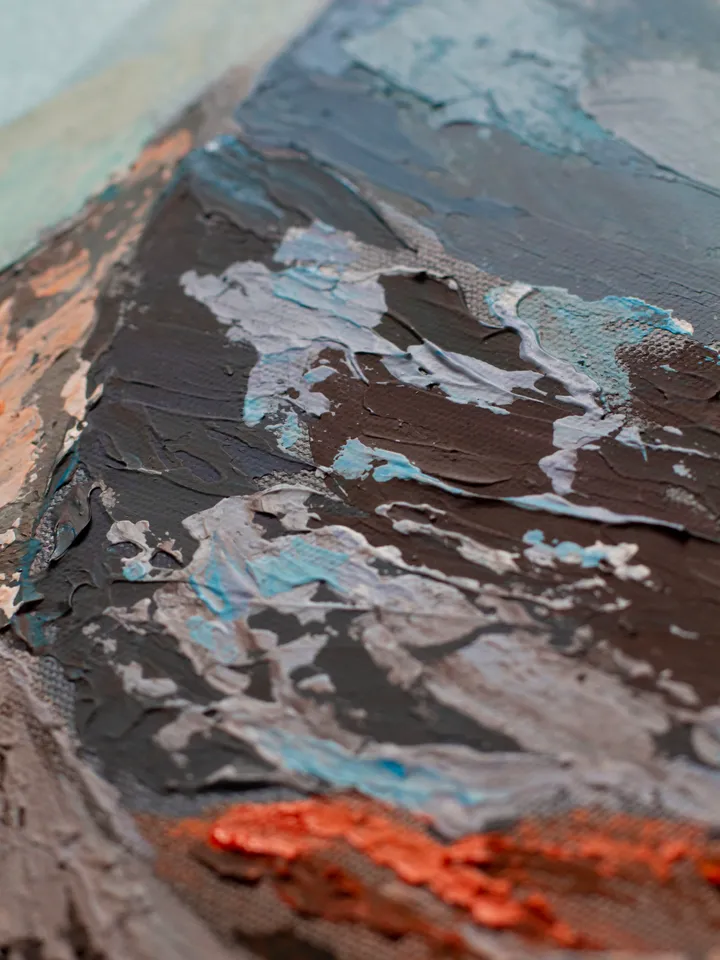 Snowy Mountains wall art | Modern Abstract Himalayas Painting | 3D Gold Effect Acrylic Art on Canvas 70x50 cm | Handmade Artwork