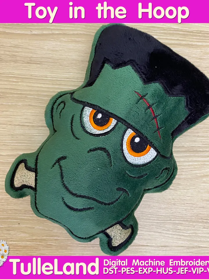 In The Hoop Machine Embroidery design ITH Halloween Green Zombie Sceleton Ghost toy soft stuffed in the Hoop ITH Pattern.