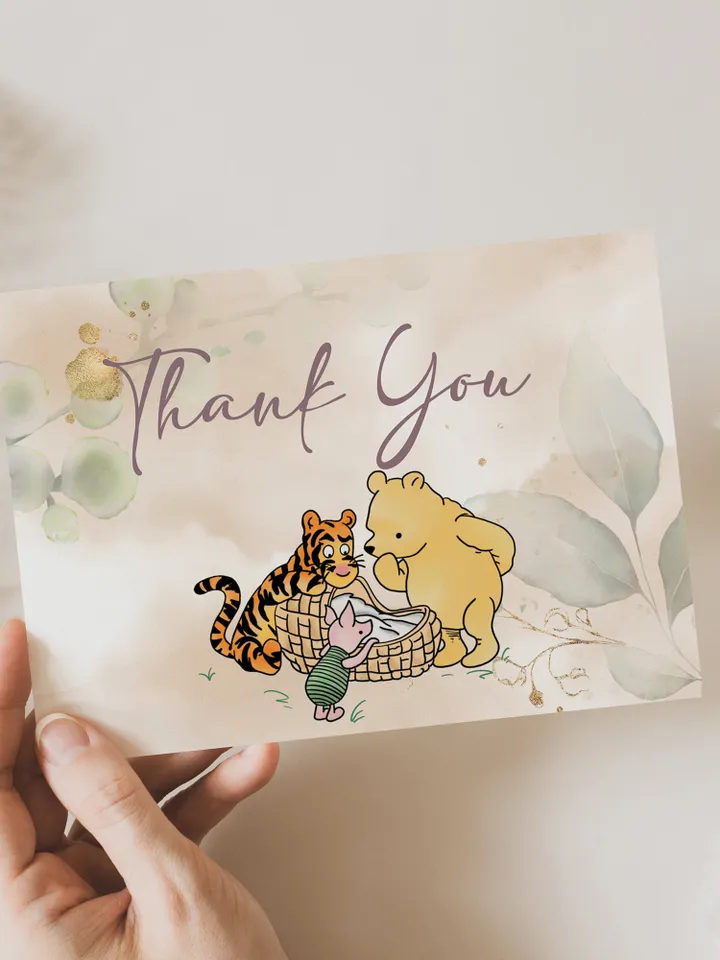 Classic Winnie Pooh Baby Shower Suite; Pink Pooh Baby Shower Template; Greenery Flowers Baby Shower Bundle; Baby Shower trend of 2023 wb1