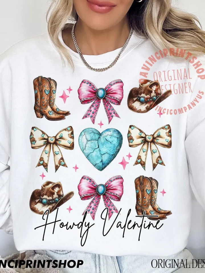 Western Valentines Coquette Bow png, Valentines Day png, Valentines png, Cowgirl Valentines, Western Valentines, Turquoise Cowhide, Love png