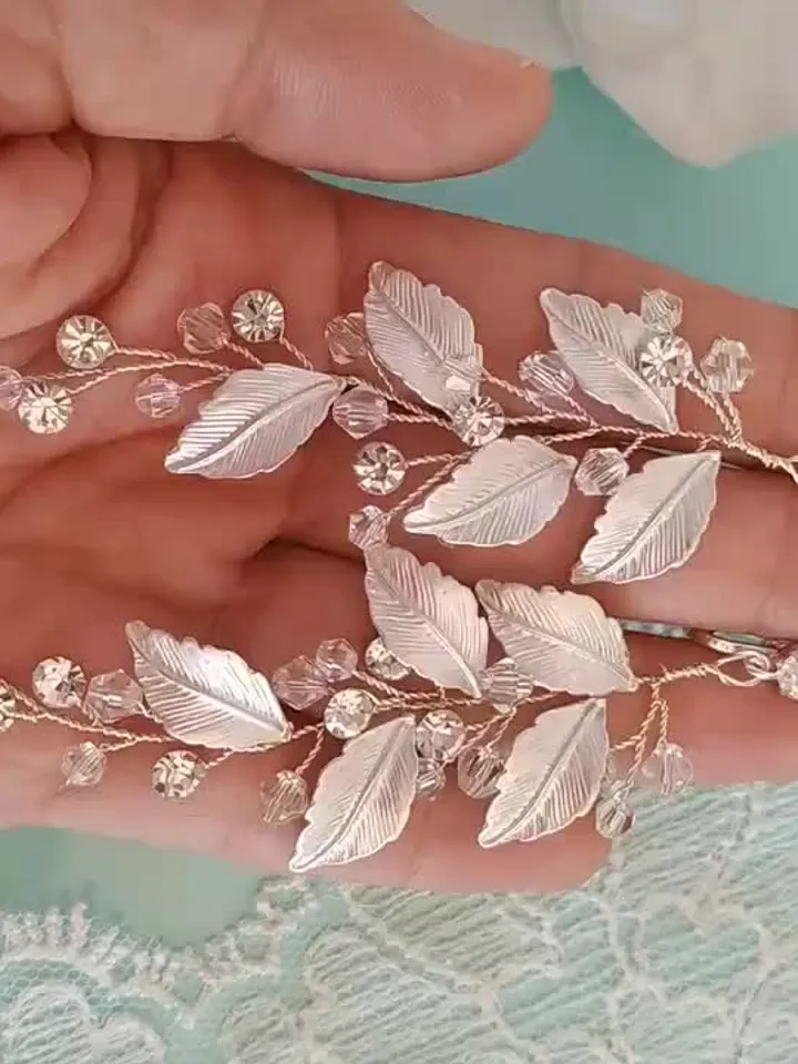 Silver Leaf Wedding Earrings Boho Wedding Earrings Rose Gold Chandelier Earrings Swarovski Crystal Long Bohemian CZ Boho Bridal Earrings