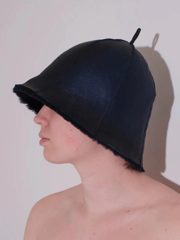 Genuine shearling fur unisex man woman sauna hat | great gift | real sheepfur cap
