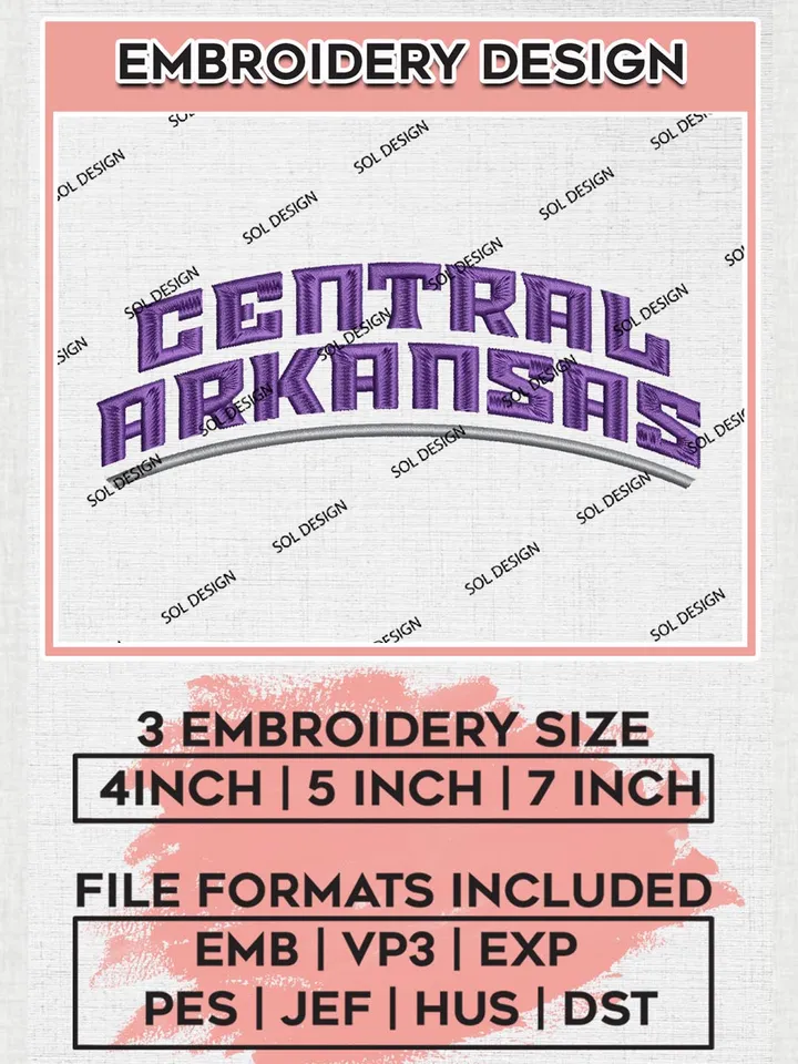 NCAA Central Arkansas Team Word Logo Embroidery Design Files, NCAA Central Arkansas Bears Machine Embroidery, NCAA Teams, 3 sizes, NCAA Machine embroidery designs, Digital Download