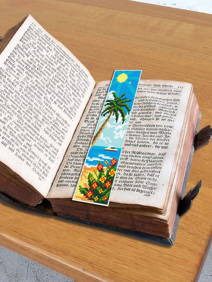 Bookmark nature cross stitch pattern digital PDF Handmade bookmark beach cross stitch summer Instant download Gift for book lover #B24