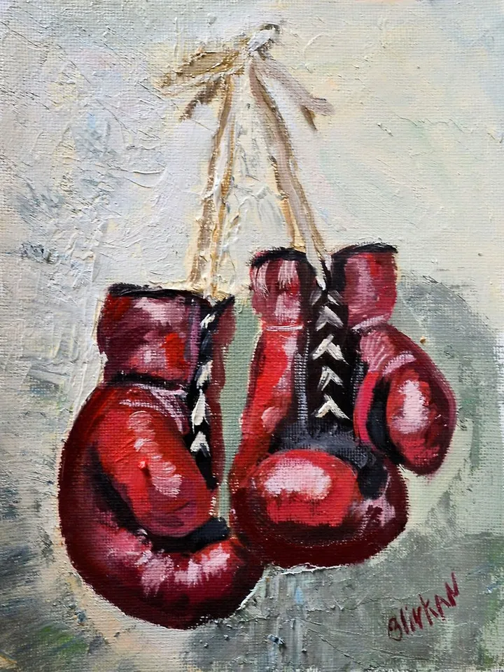 Boxing Gloves Painting Original Oil Painting Sport Artwork MMA Wall Art